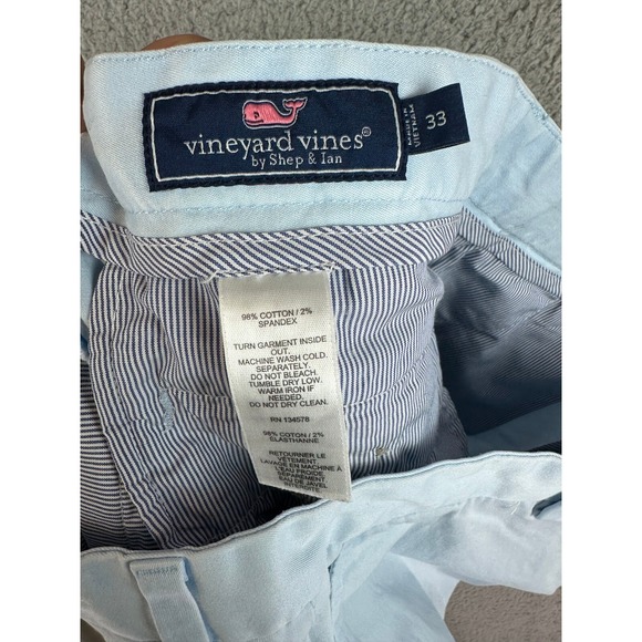 Vineyard Vines Shorts Mens 33 x 11 Sky Blue Performance Stretch Golf Chino Short - Picture 10 of 12